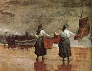 Winslow Homer Beach ee Fisherwoman ee Mother USA oil painting artist